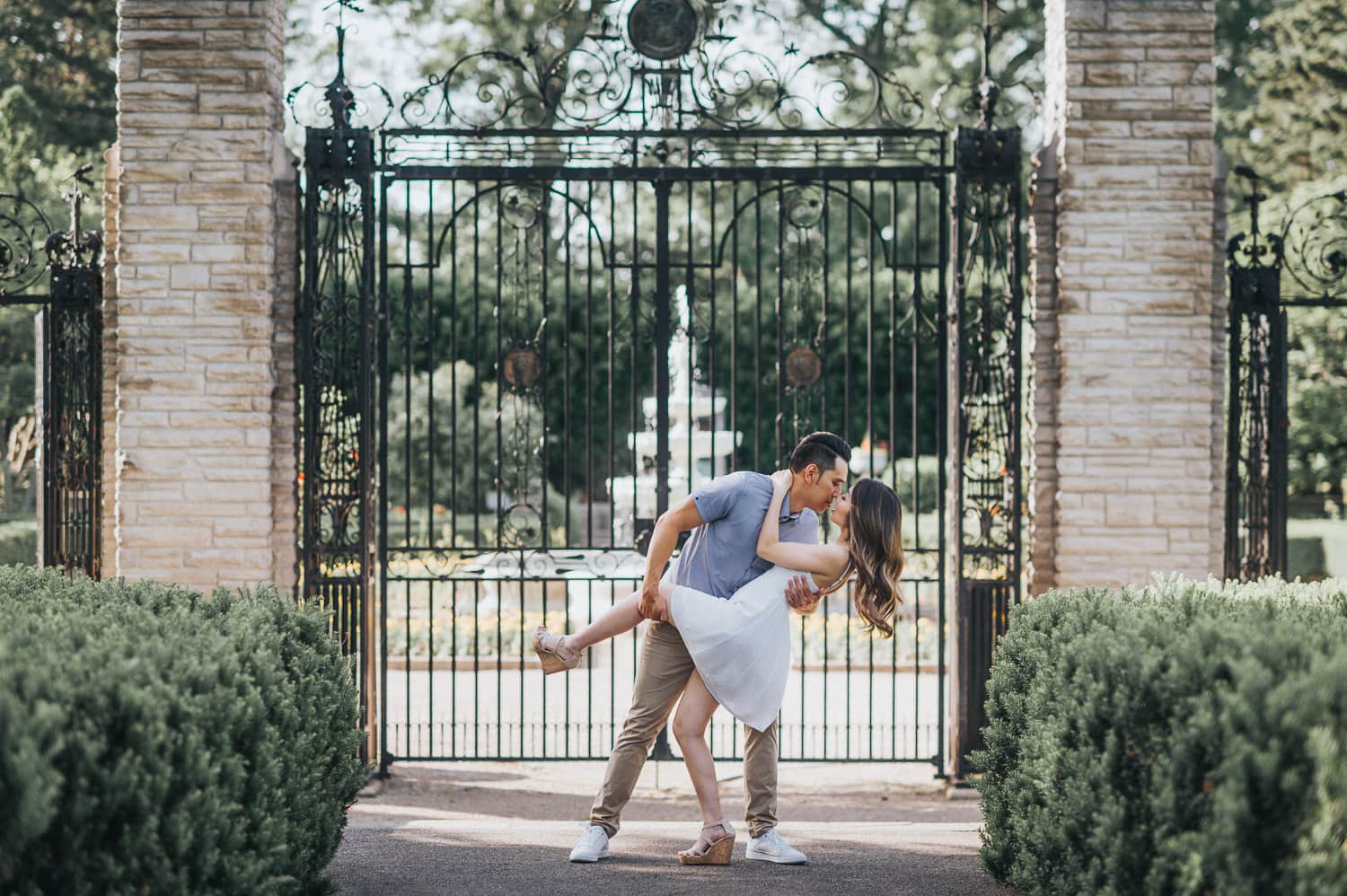 Park garden romantic engagement shoot