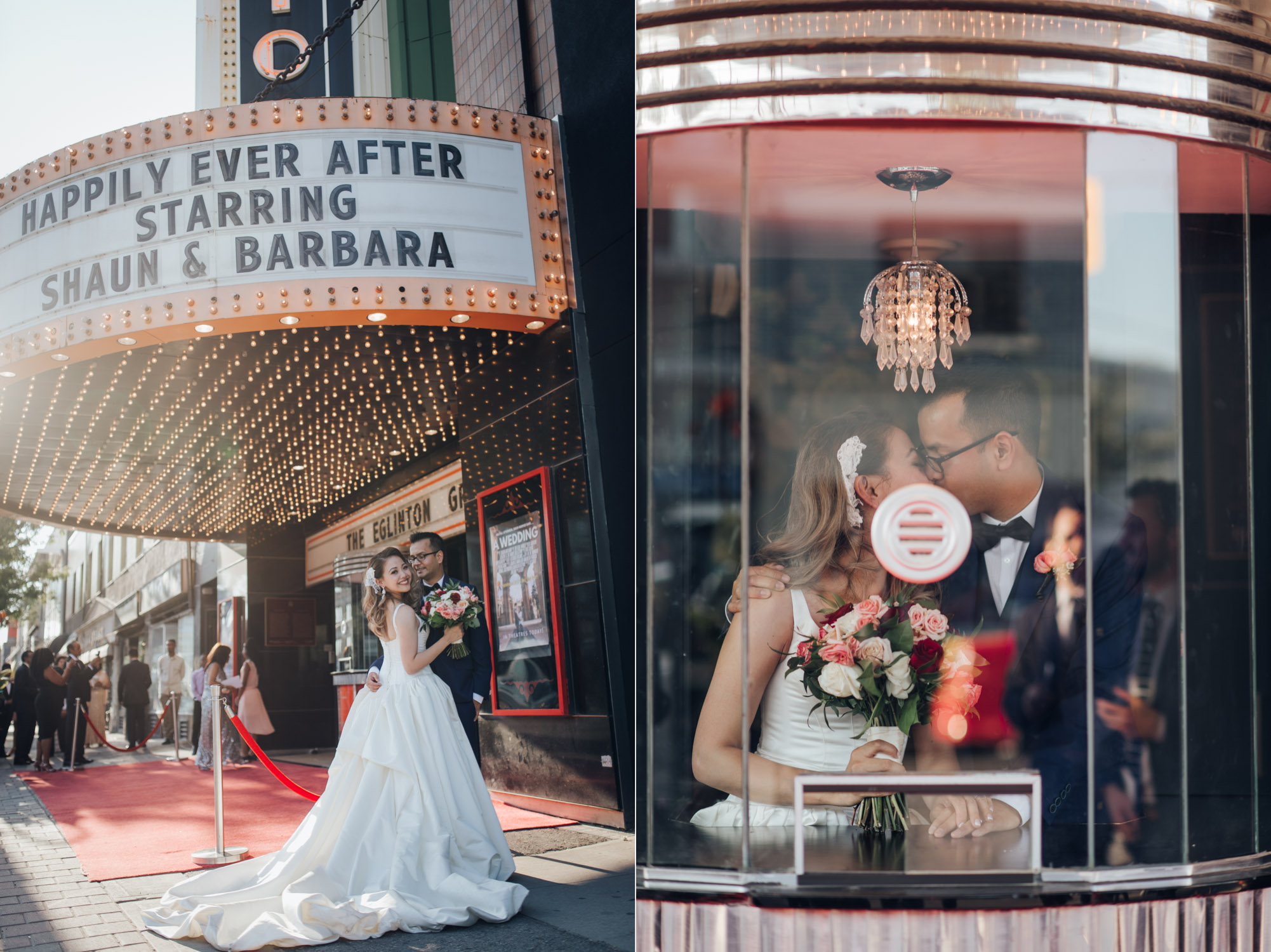 Couple’s portrait at the front of Eglinton Grand Toronto