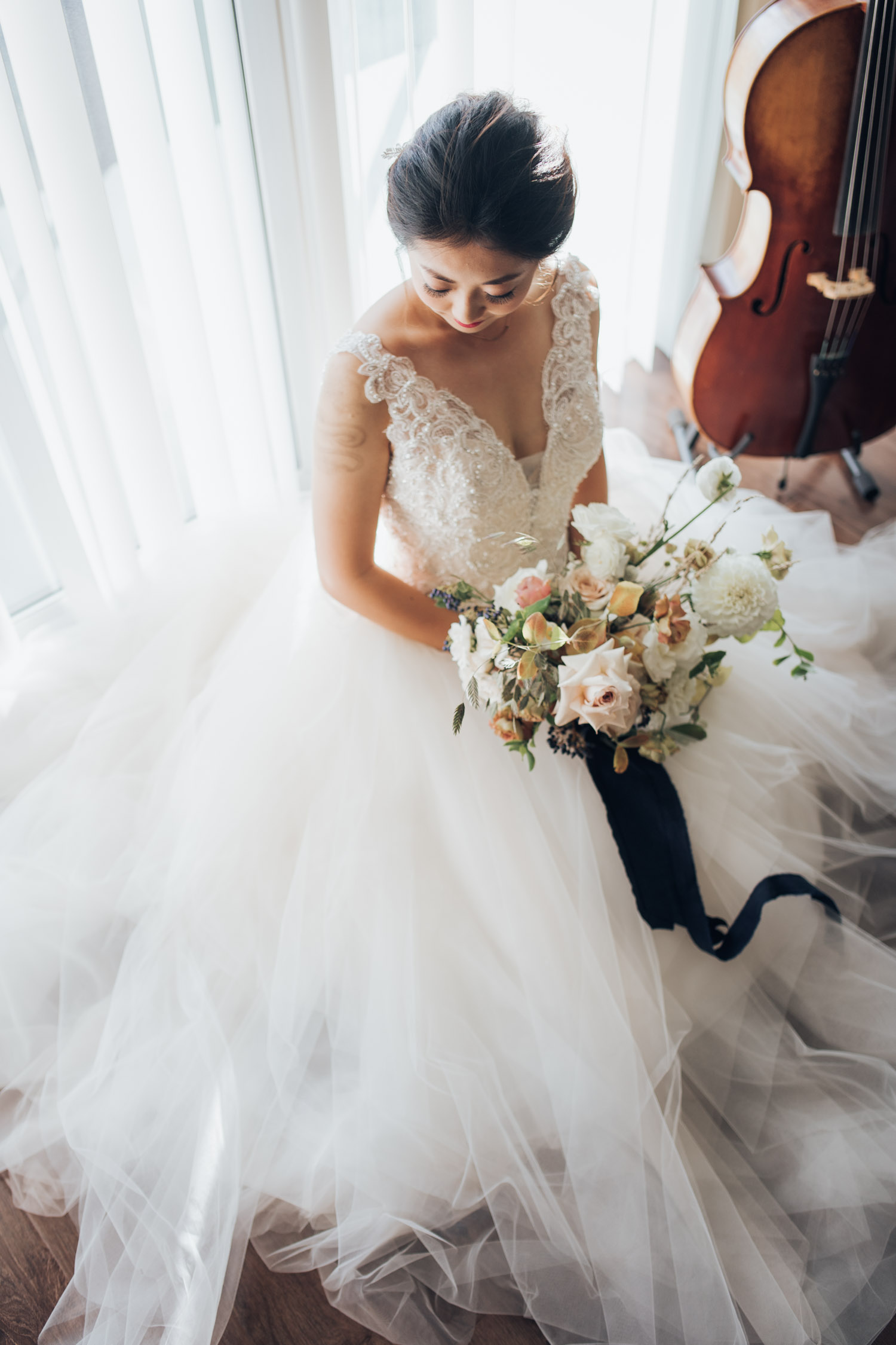 White Oak Flowers Co Bouquet Toronto Wedding Bridal Portrait Before Ceremony