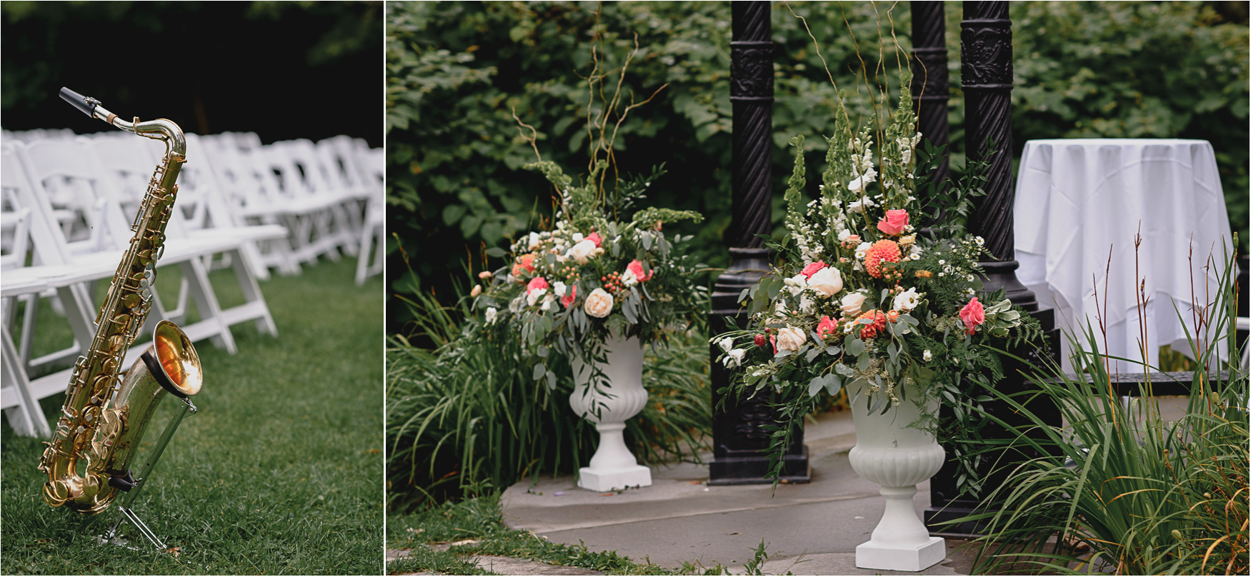 Details by the gazebo at the Elm Hurst Inn outdoor Wedding Ceremony