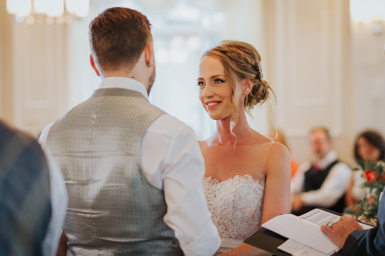 Wedding ceremony inside elm hurst inn