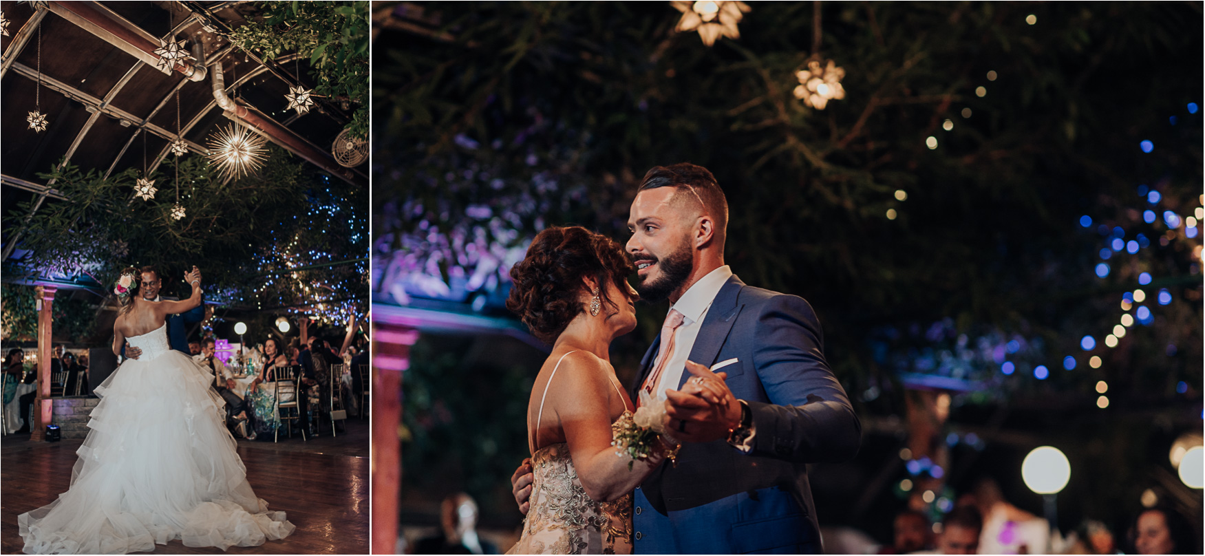 Father and bride and mother and groom dance photos at Madsen's Greenhouse wedding reception in GTA