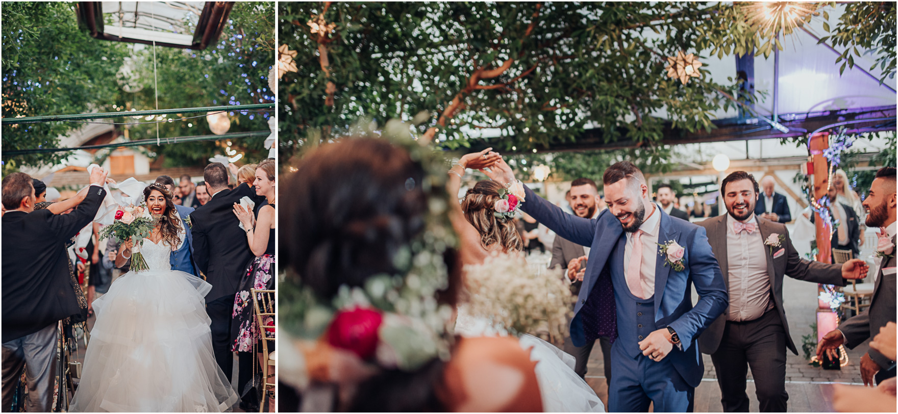 The Grand Entrance of Bride and Groom into wedding reception at Madsen's Greenhouse