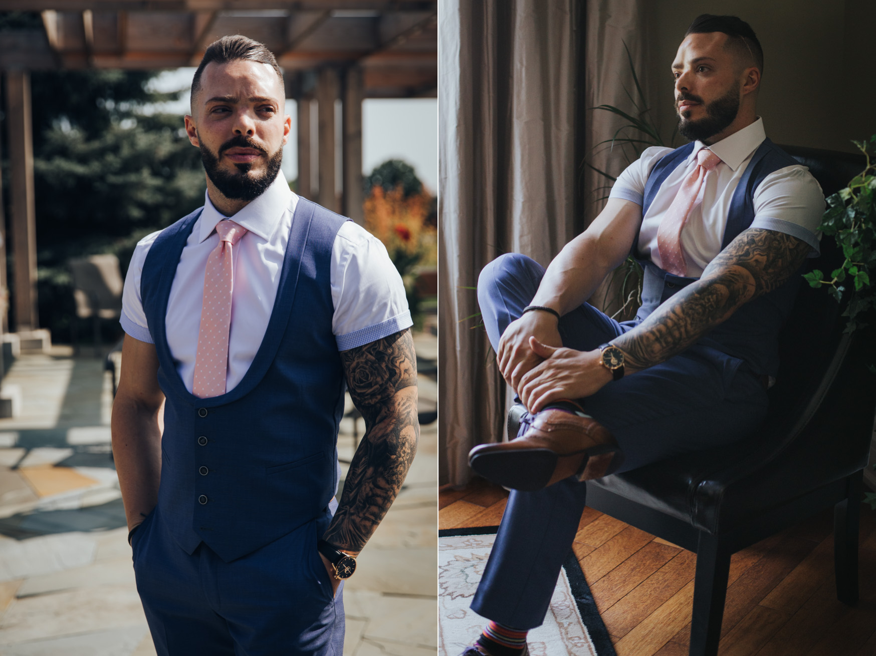 Toronto Wedding Photography Groom Portrait in a dark and moody style