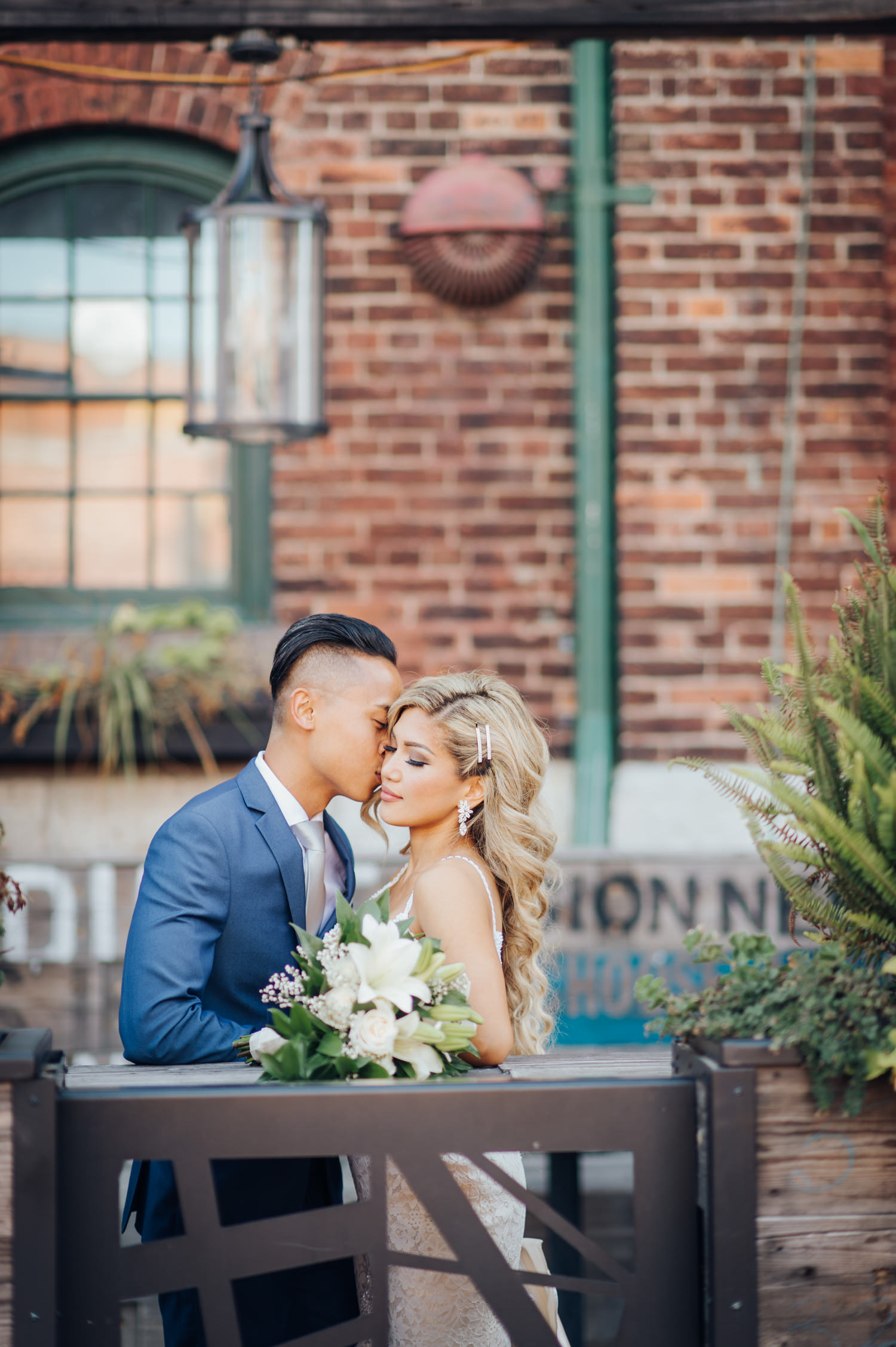 Portrait of Bride and Groom at the Toronto Distillery District Wedding