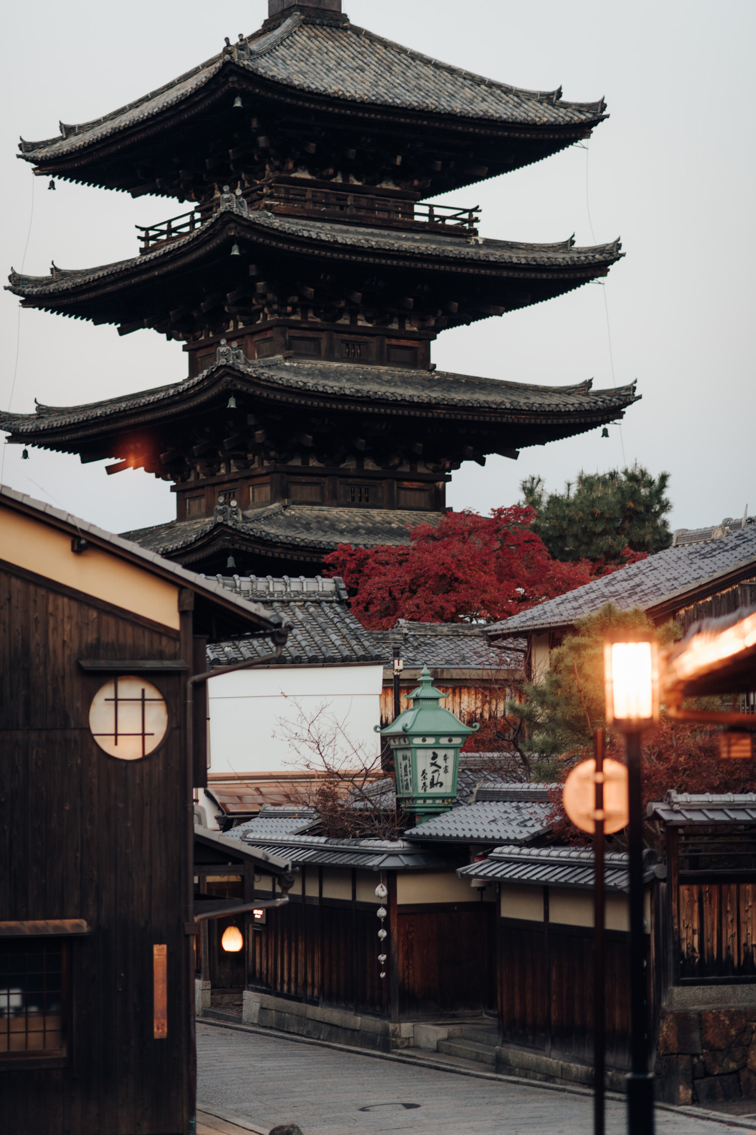 Yasaka Pagoda just before dawn in Kyoto Japan