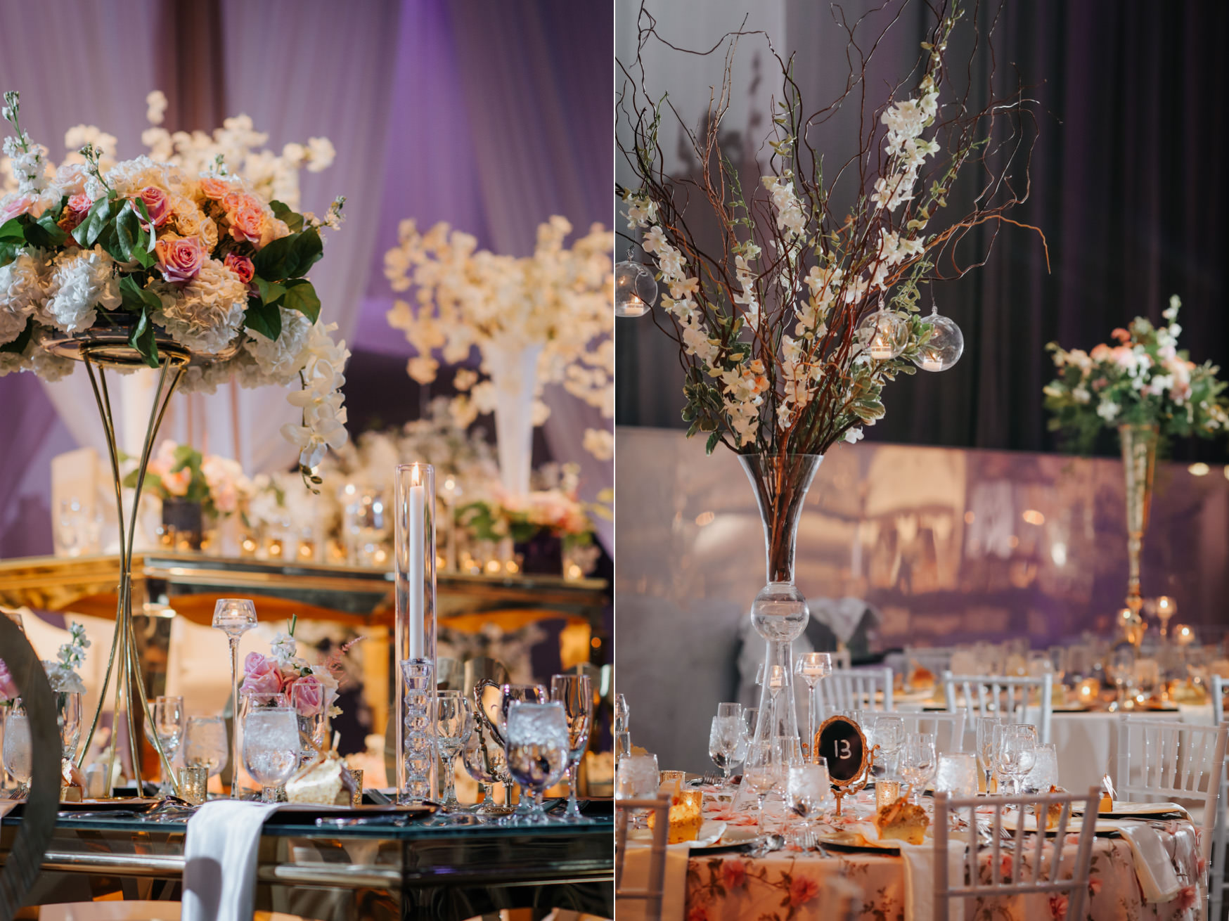 Liberty Grand Artifacts Room Wedding Reception Centrepiece
