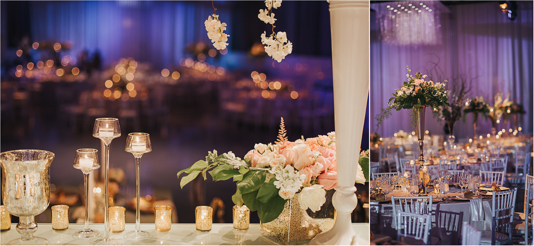Liberty Grand Artifacts Room Wedding Reception Florals