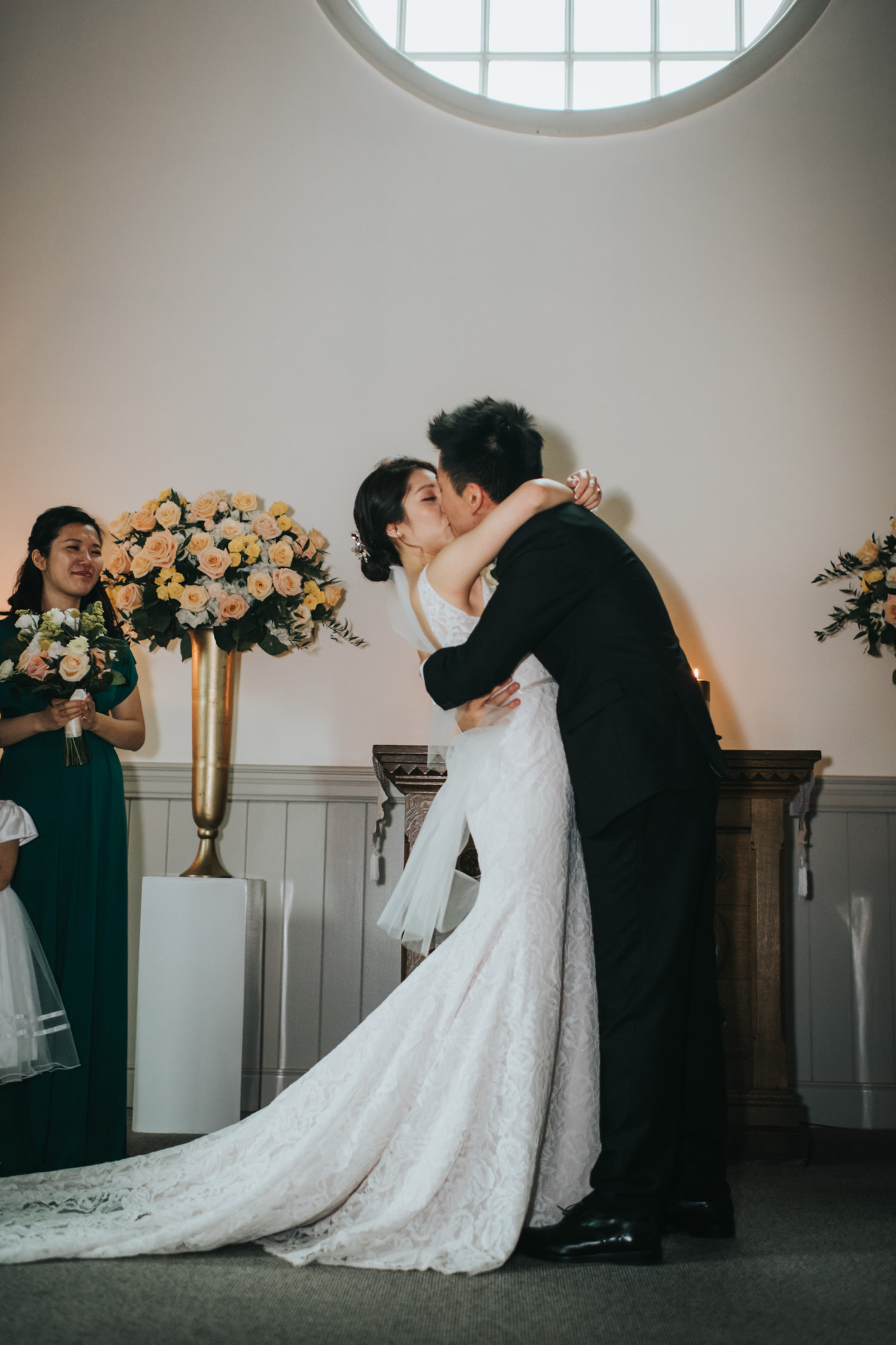 Doctor's House chapel wedding ceremony first kiss