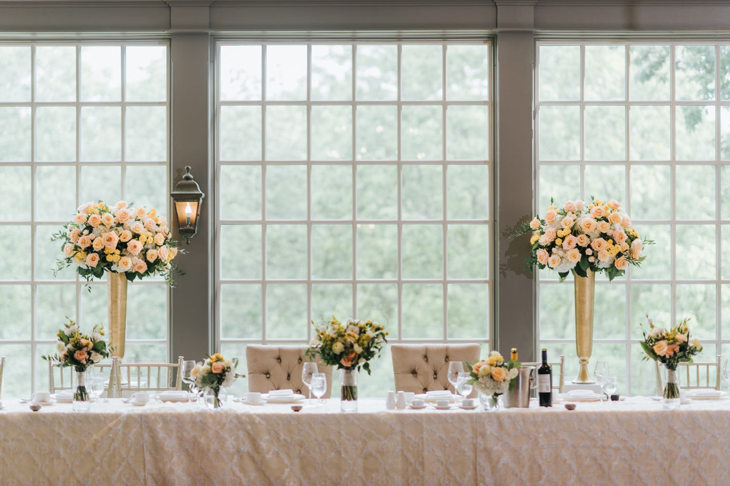 Doctor's House wedding indoor venue decor large french windows