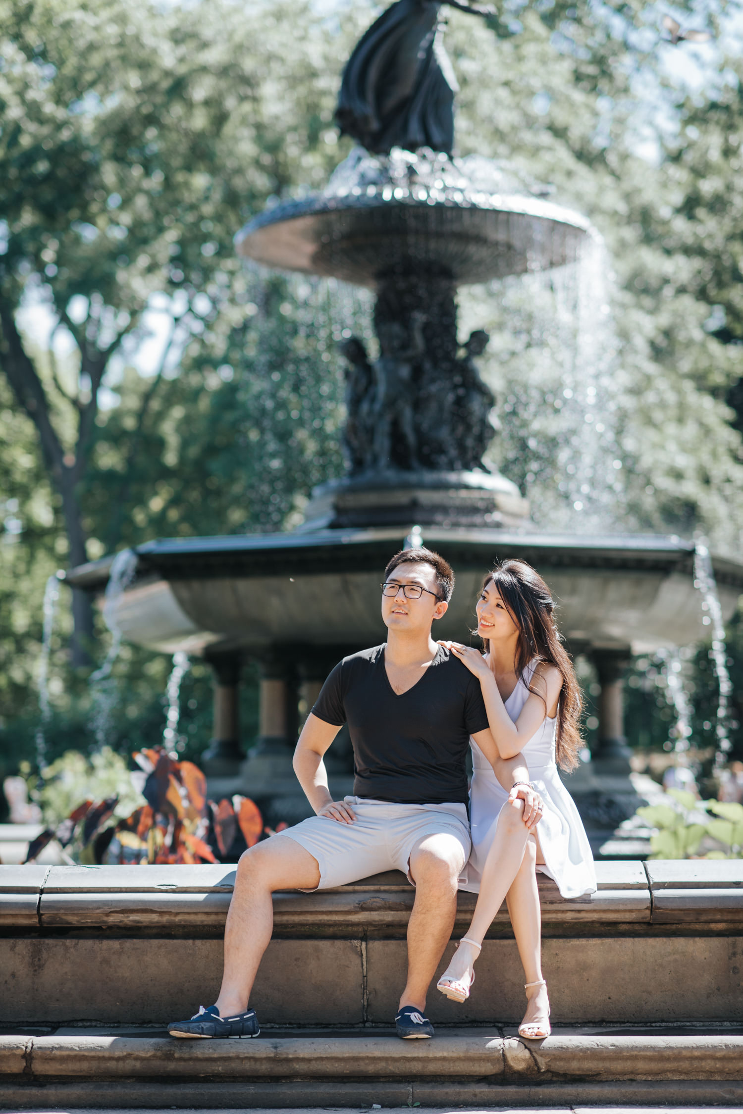 Engagement Photo at the Central Park Bethesda Fountain