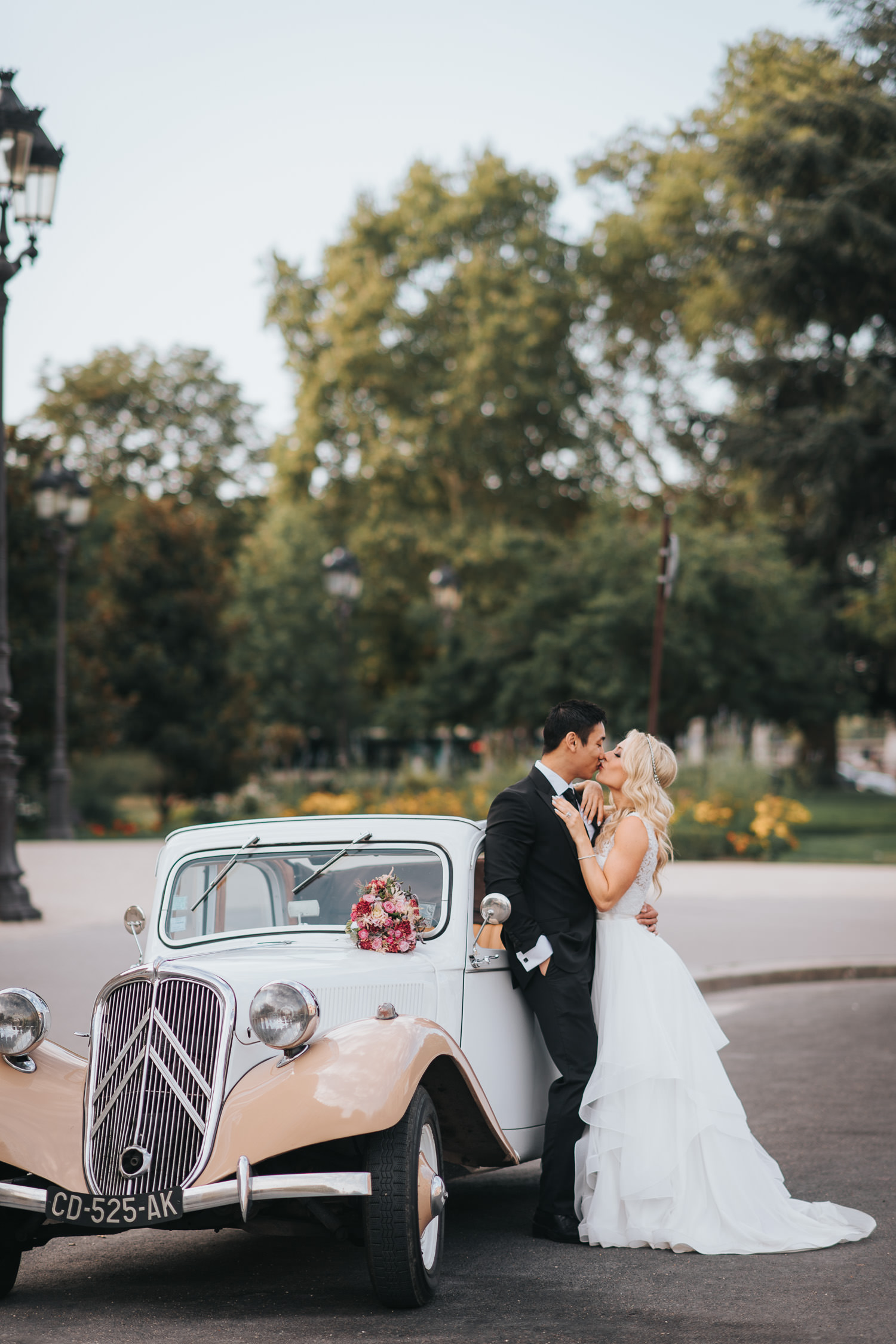 Chic Paris Elopement photo with a vintage citron
