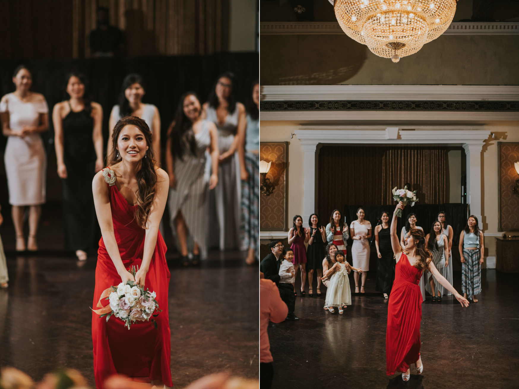 Liberty Grand Wedding renaissance room reception bouquet toss