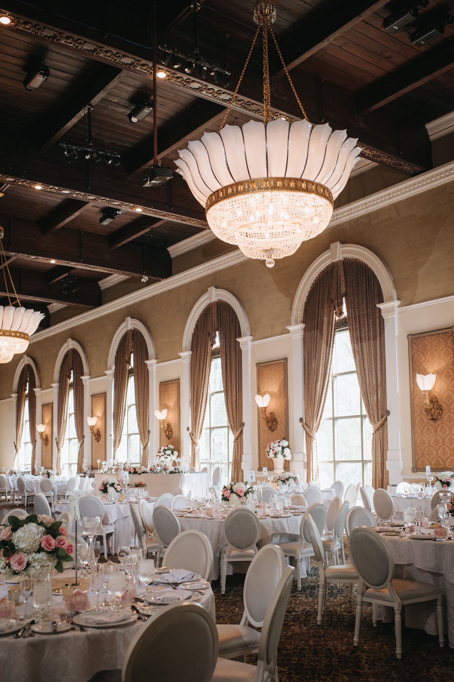 Liberty Grand Wedding ranaissance room reception setup