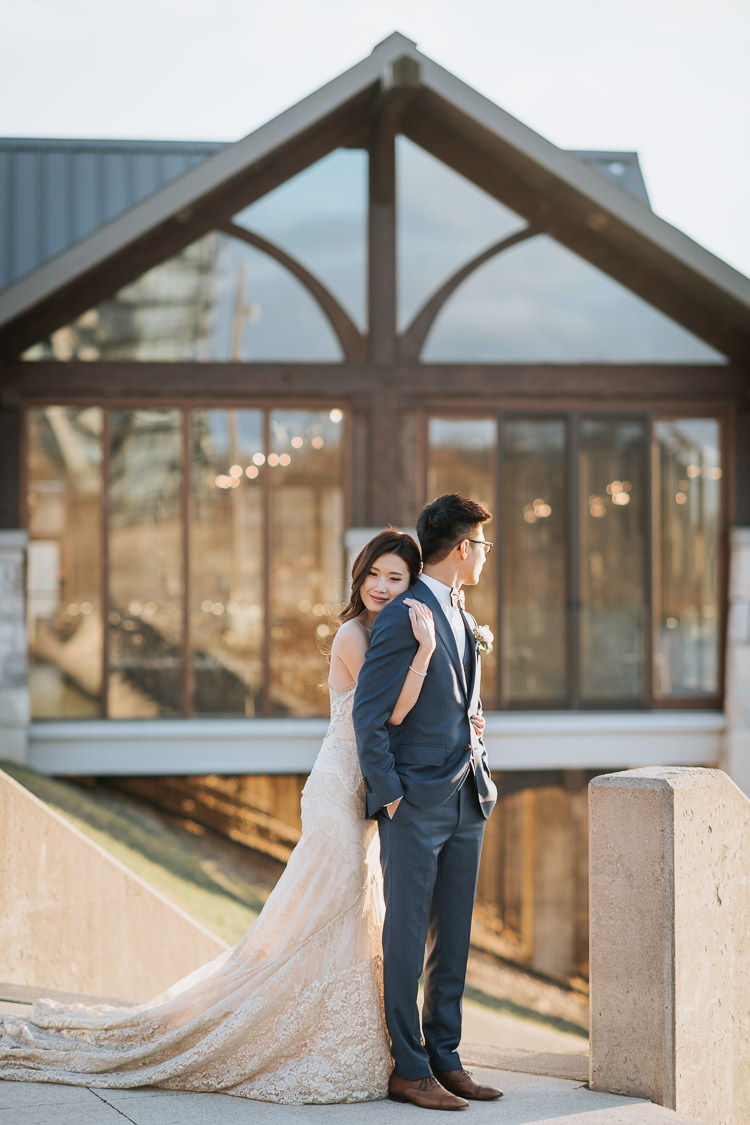 Cambridge Mill Wedding Photo at sunset