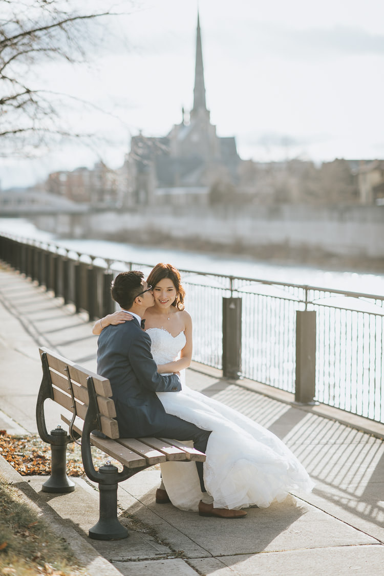 Cambridge Mill Race Park Winter Wedding Photo