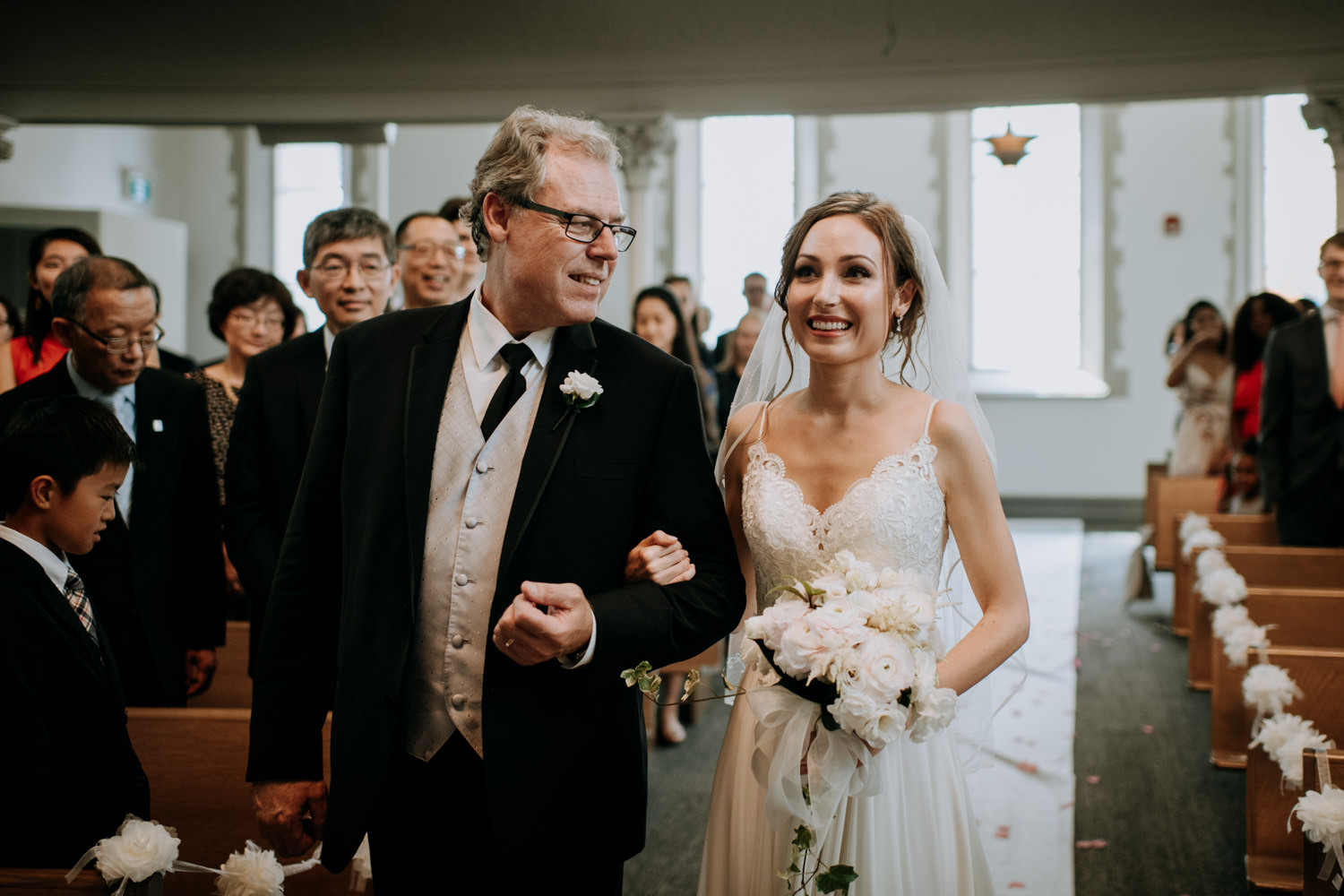 Grace Toronto Church Wedding Procession with Father and bride
