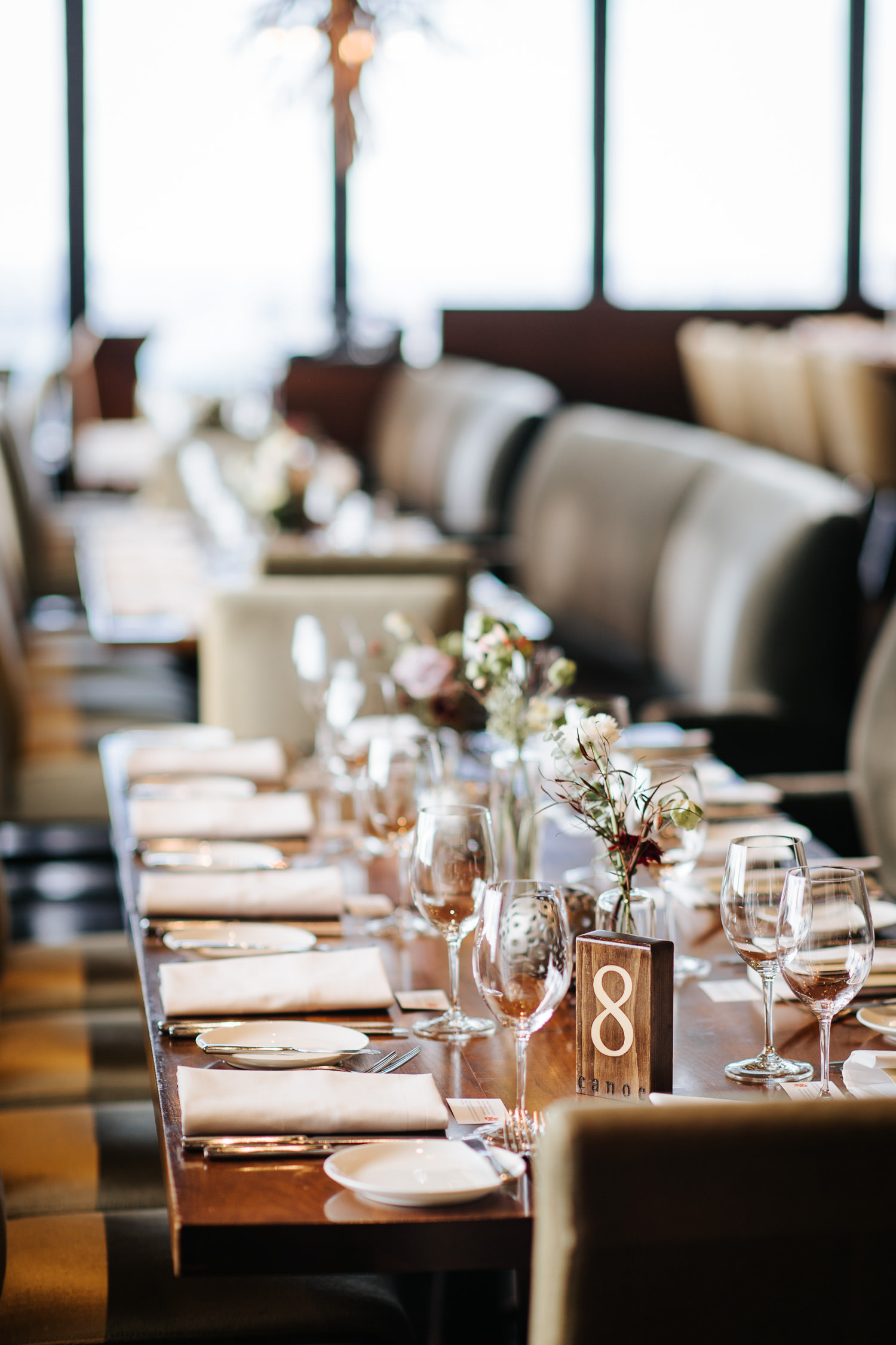 Canoe Restaurant Reception Guest Table Decor Detail
