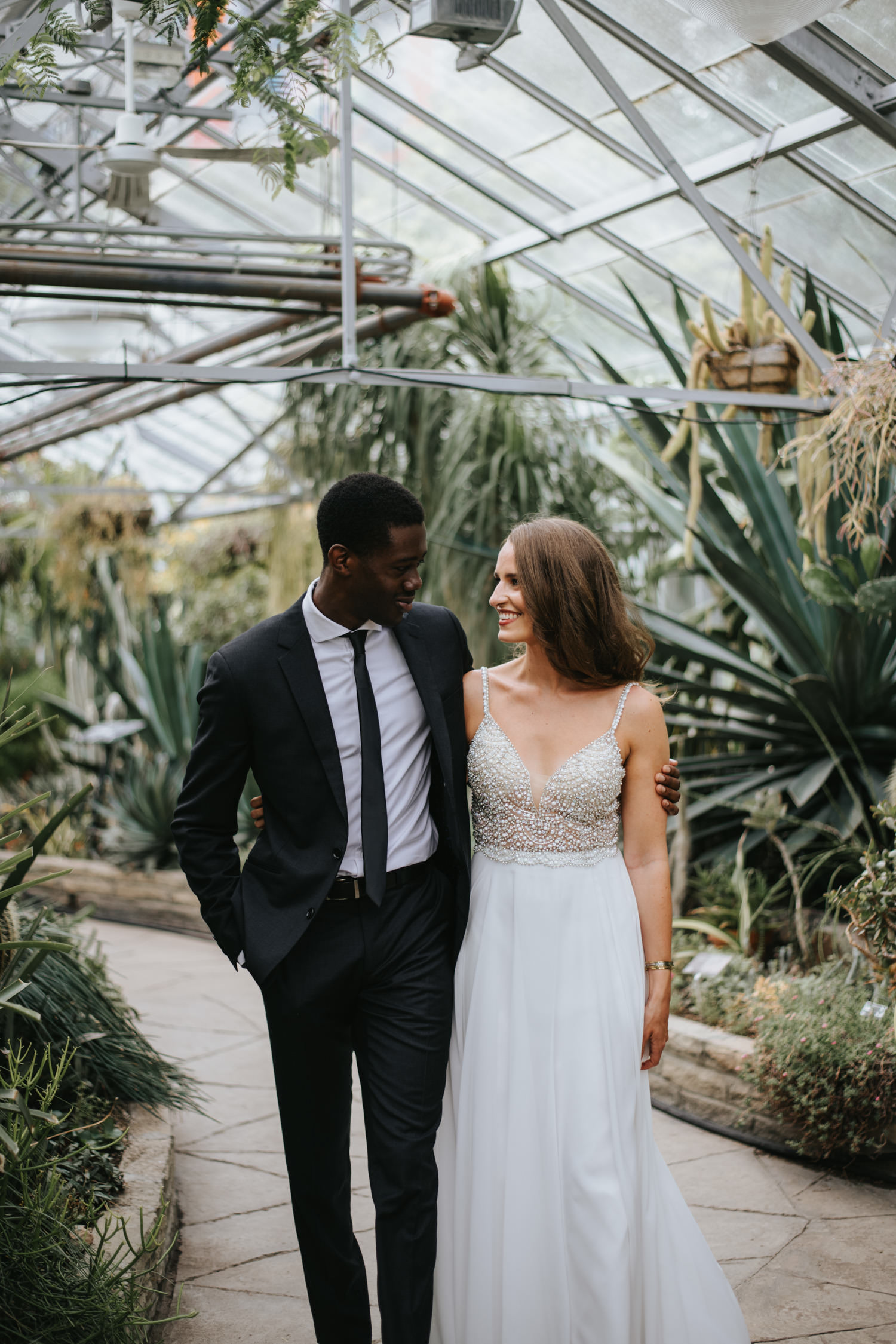 Editorial greenhouse wedding portrait photography at Allan Gardens Toronto