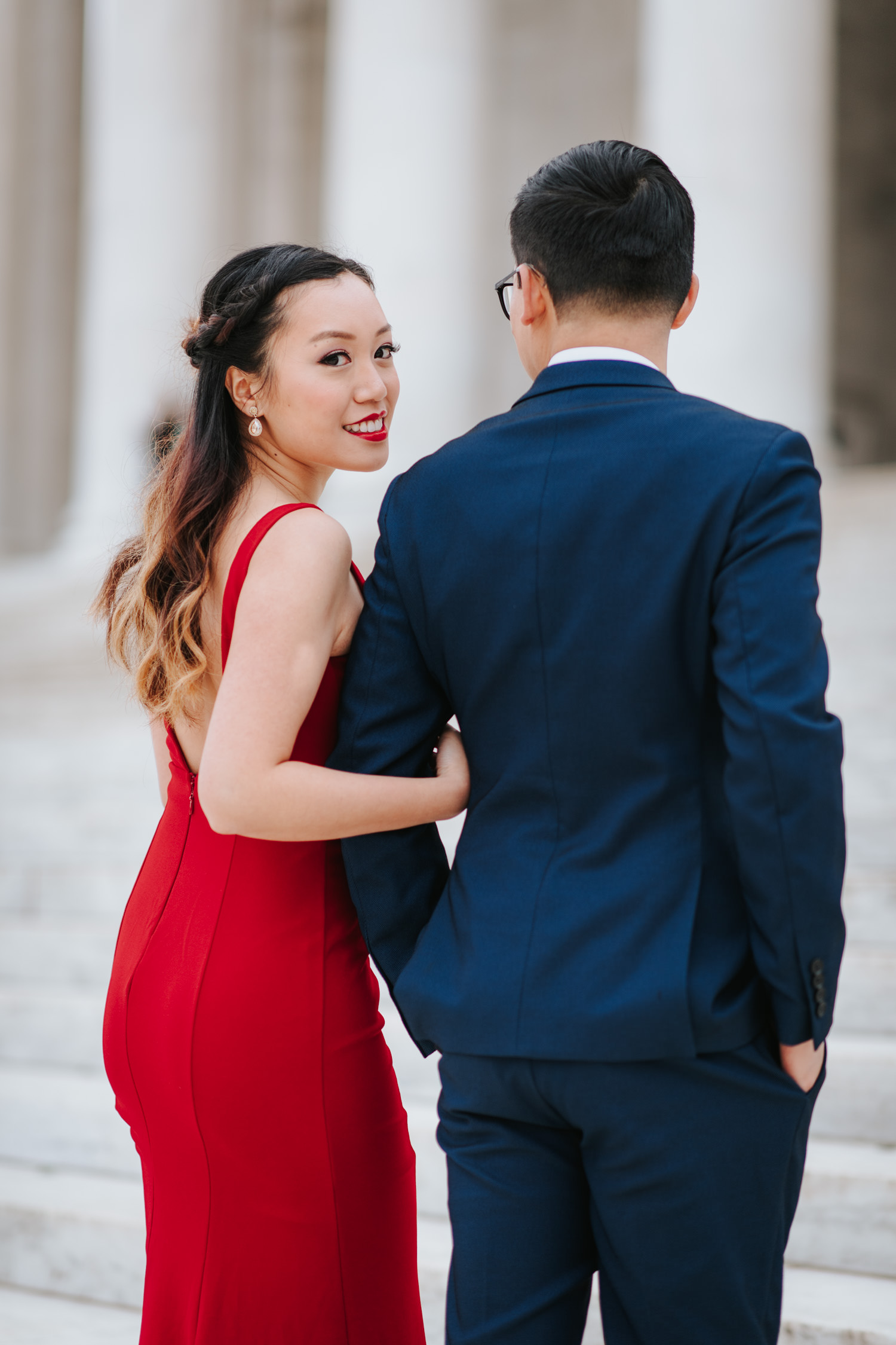 Washington DC Engagement Session at the steps of Jefferson Memorial