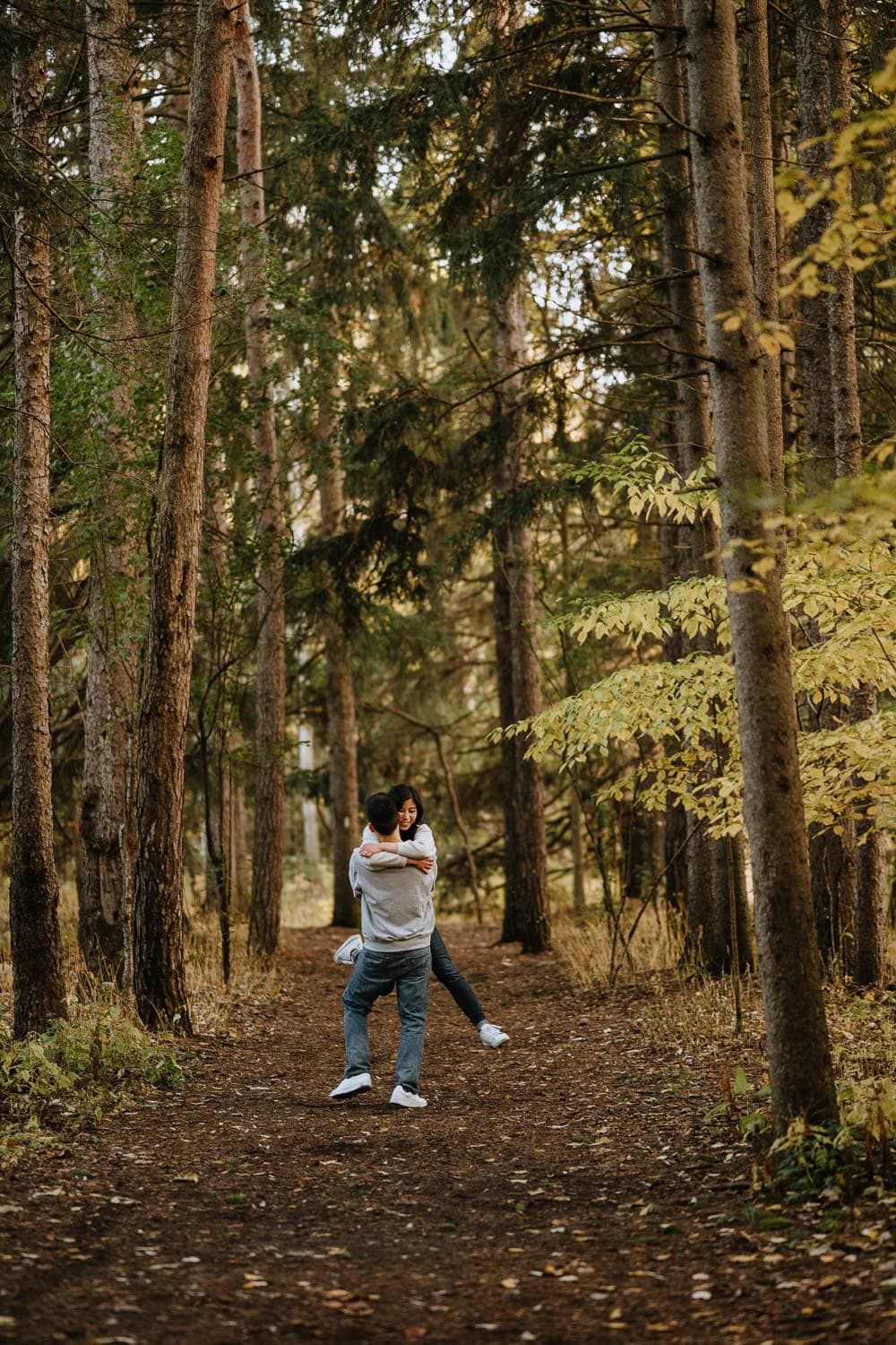 Rouge River national park fall engagement photo