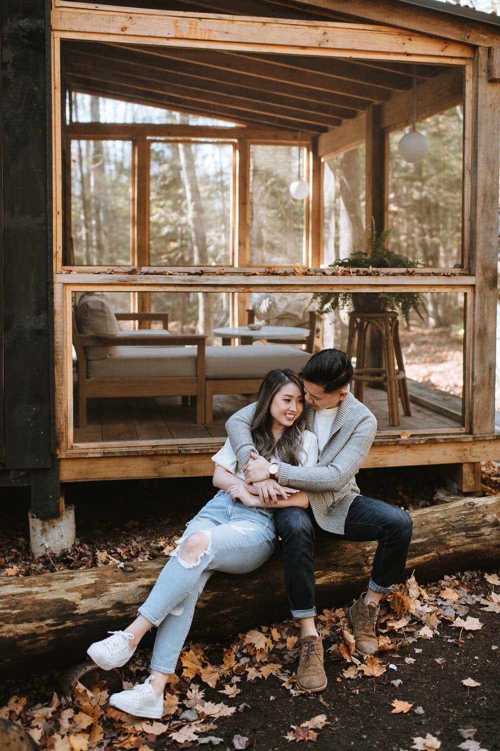 Eco Cabin Muskoka engagement photoshoot