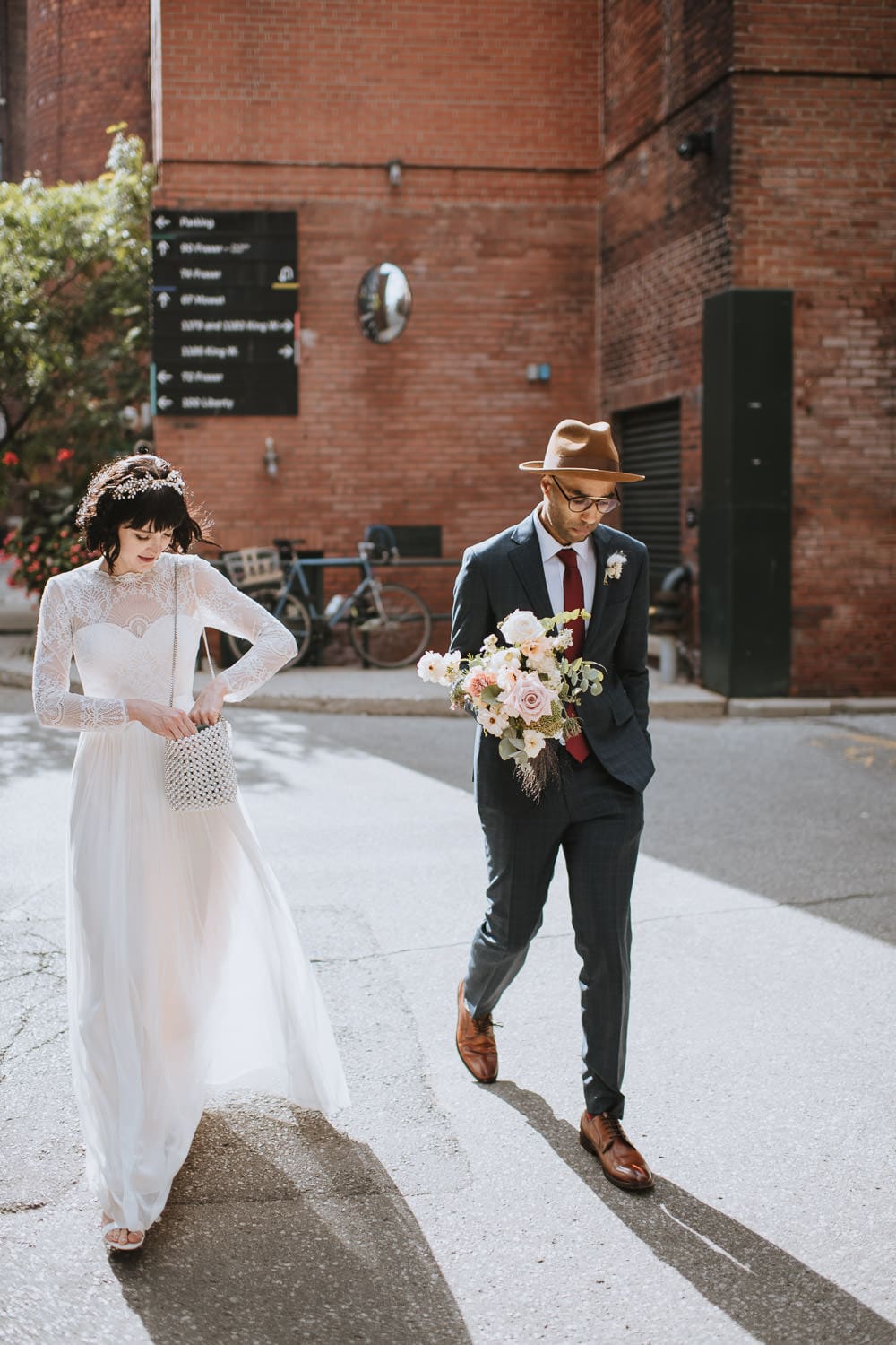 Rustic Liberty Village wedding portrait