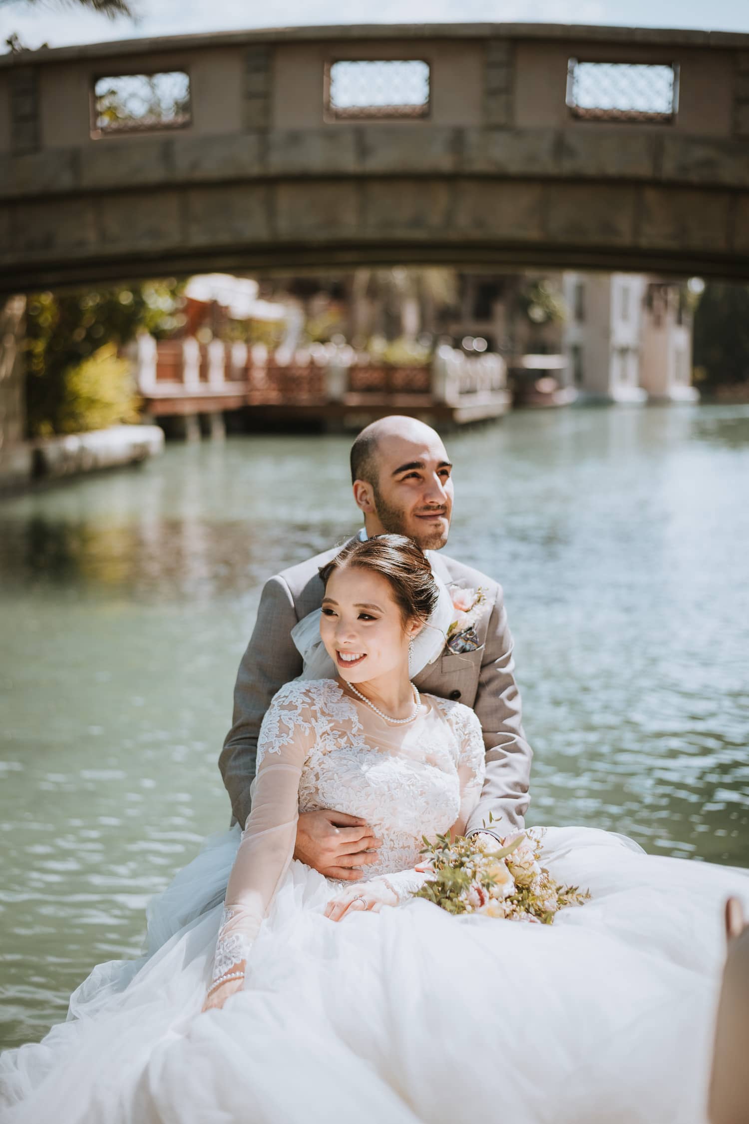 Taking a leisurely boat ride in the Madinat back to the resort in Jumeirah Al Qsar