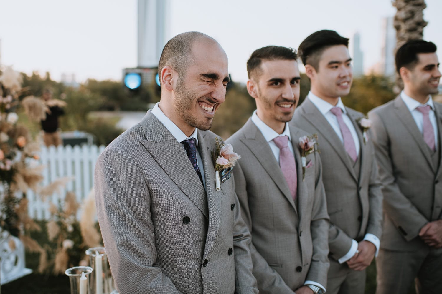 Dubai Outdoor Wedding Groom Reaction
