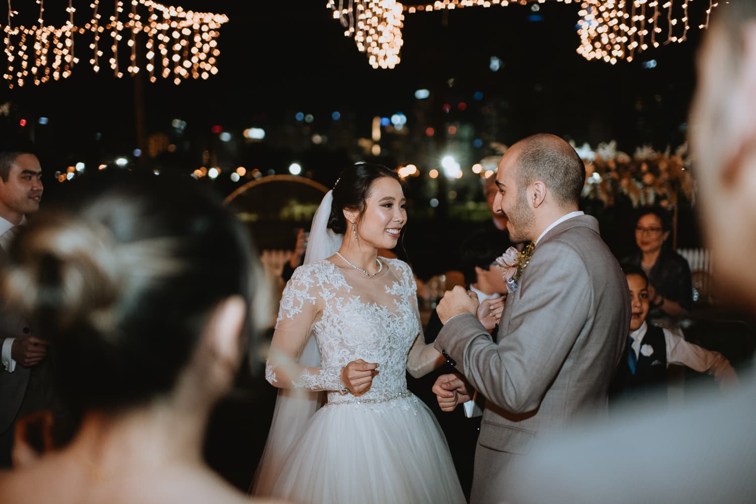 Outdoor Evening Wedding Reception First Dance