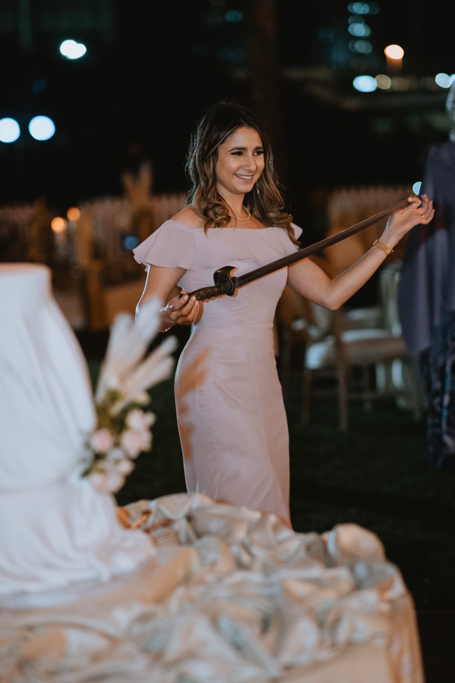 Outdoor Wedding Reception Knife Dance