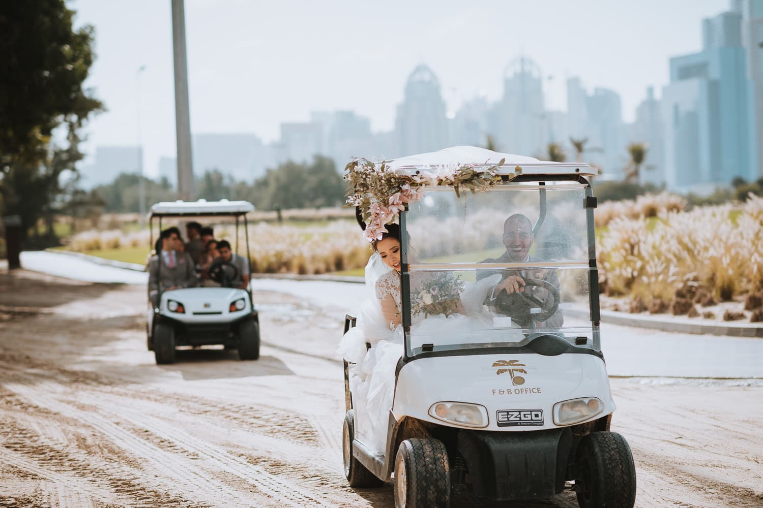 Emirates Golf Club Buggy rides with bridal party