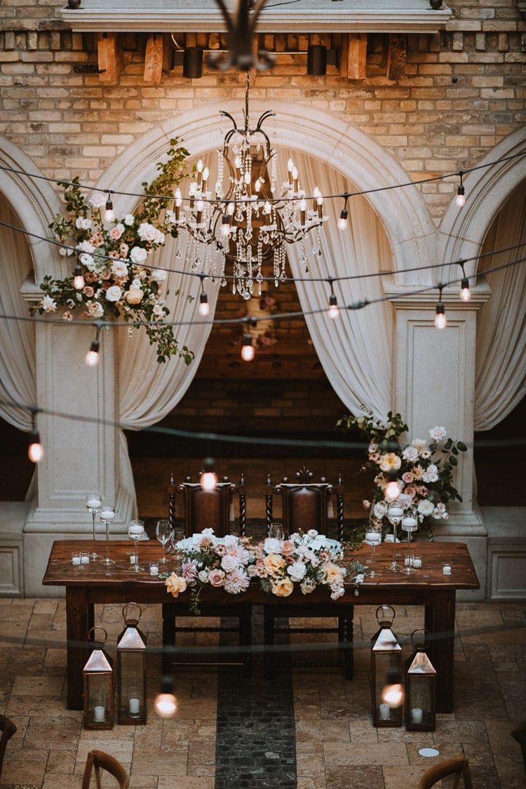 Hacienda Sarria Wedding Reception head table decor