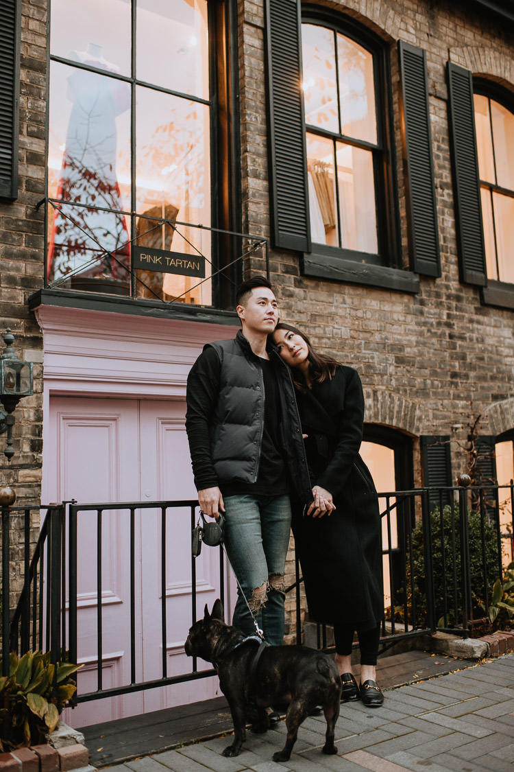 Toronto Yorkville as the backdrop for a fall engagement session