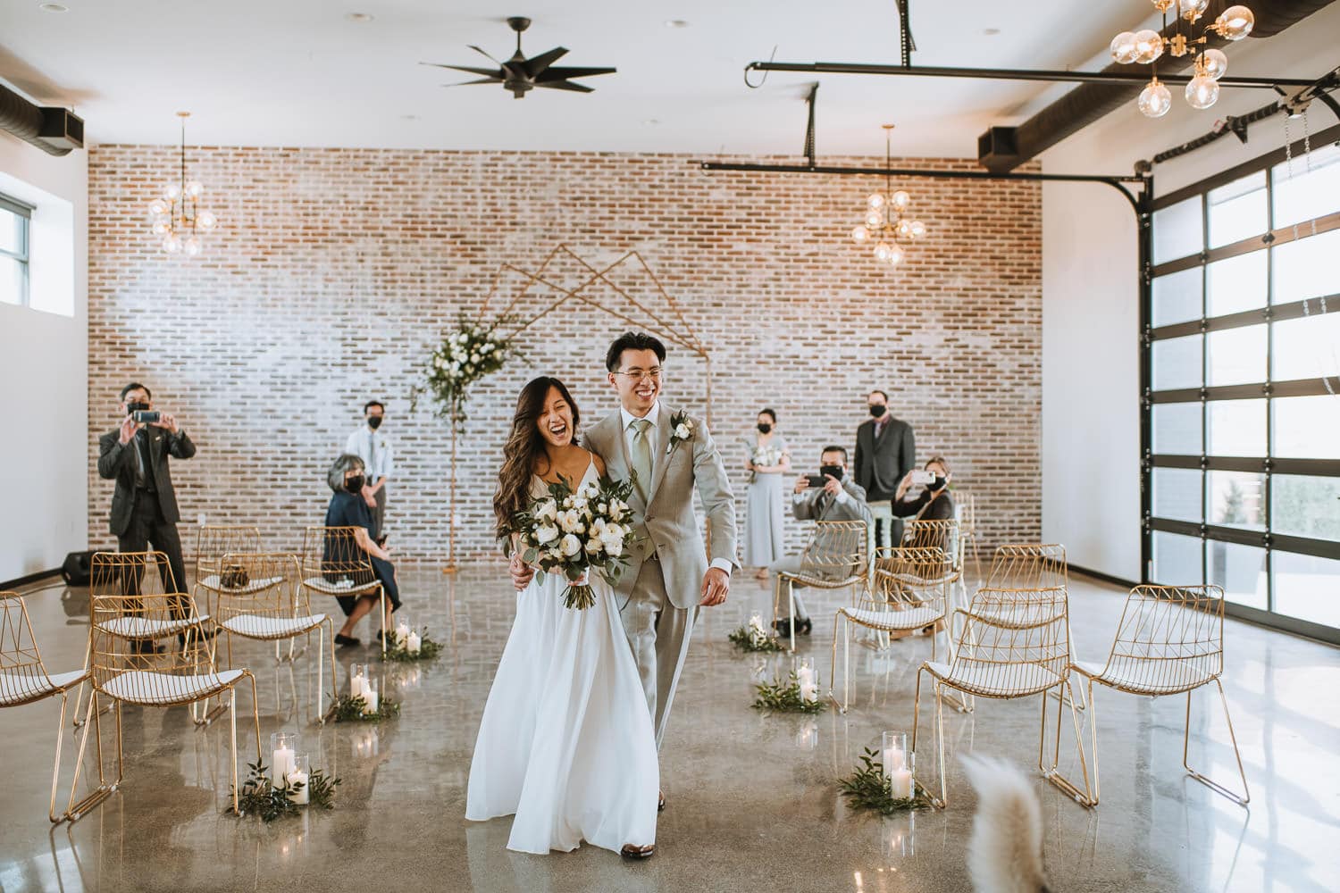 Chic warehouse micro wedding cermeony