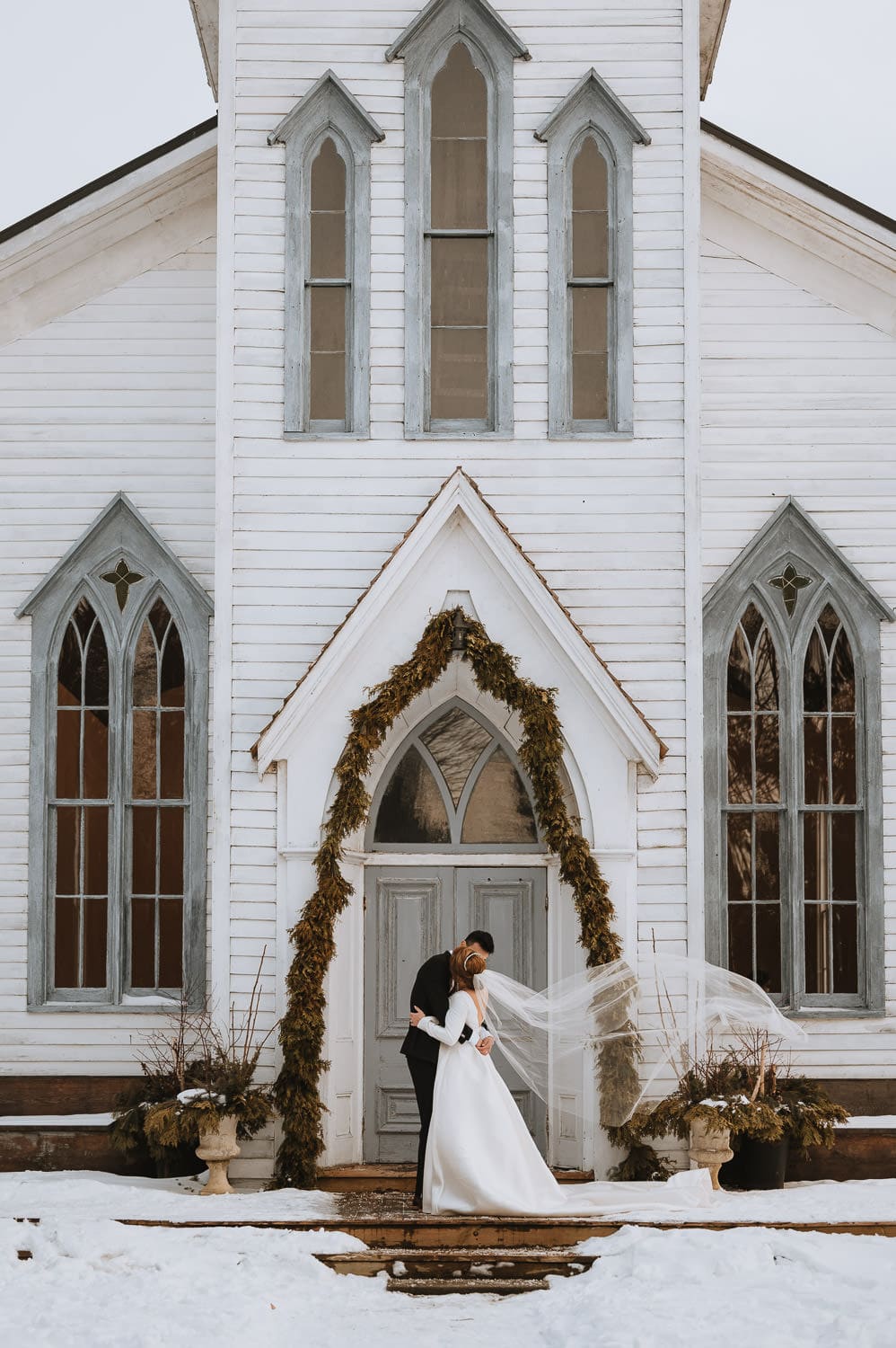 Cranberry Creek Gardens wedding photo outside chapel