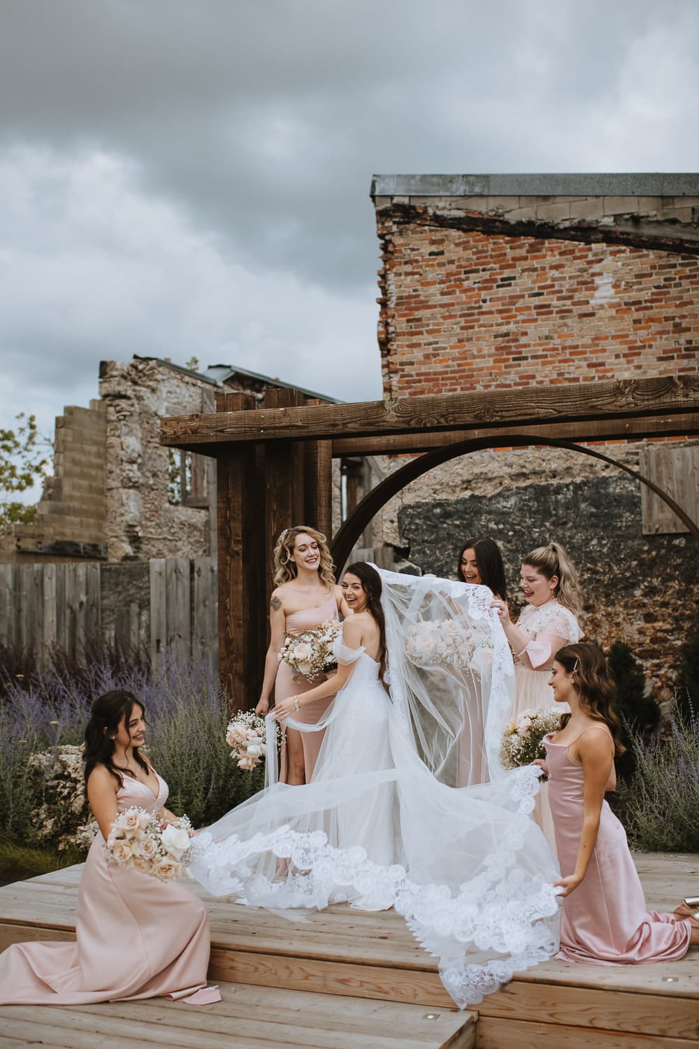 elora mill bridesmaid photo riverside chapel