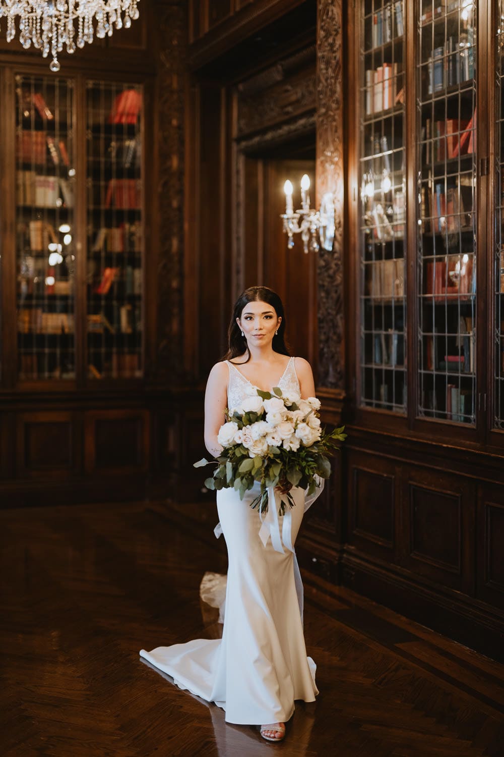Bridal portrait at the Library of Casa Loma