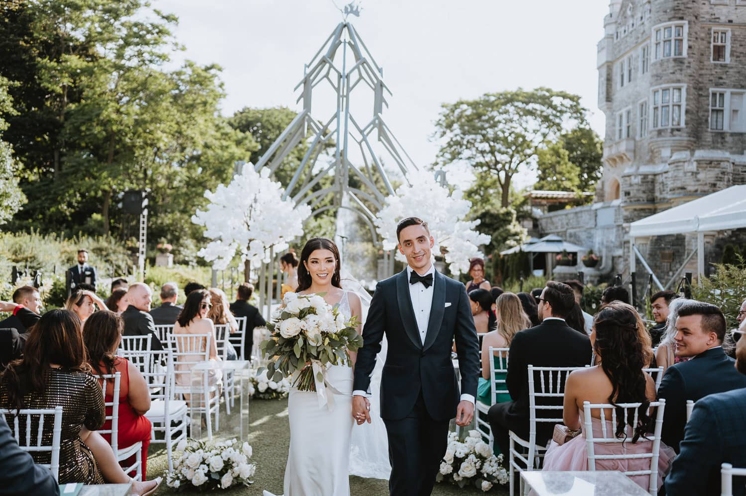 Casa Loma Terrace Garden wedding ceremony bride and groom exit