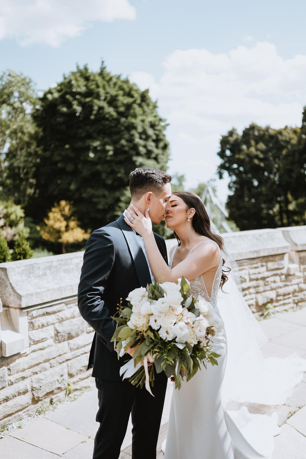 Bride and groom terrace portrait at the Casa Loma Toronto