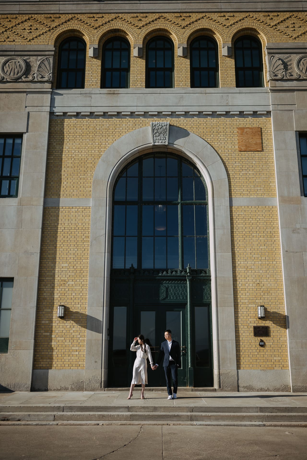 RC Harris Water treatment plant engagement photoshoot in front of the arches