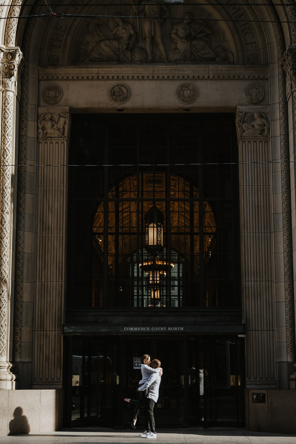 Toronto Financial District engagement photo on King street
