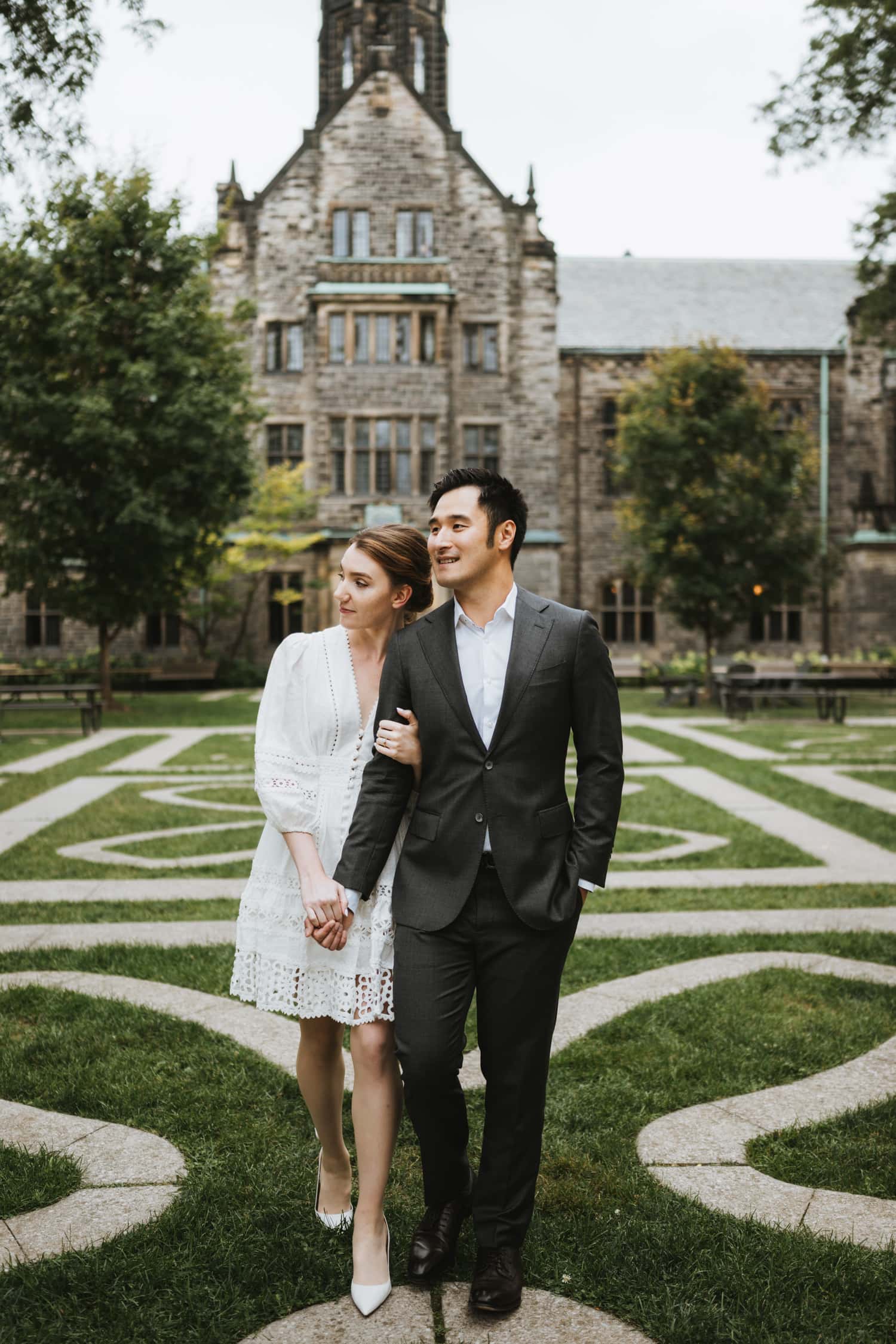 Toronto Trinitiy College Engagement photo taken inside the quad